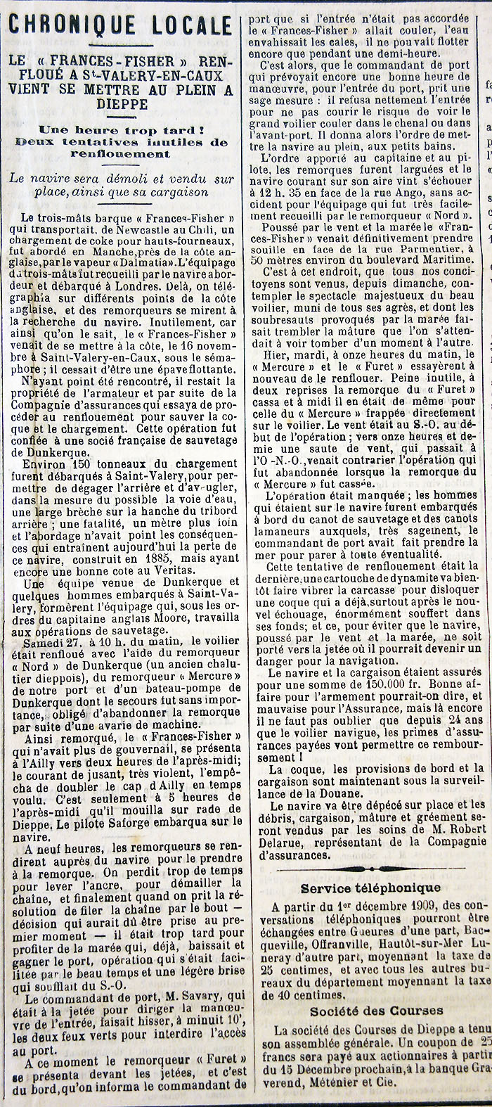 l'Impartial 01/12/1909