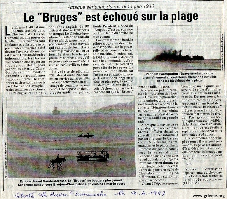 Histoire du Bruges publiée dans Liberté-Dimanche