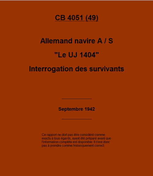 Rapport du CSDIC perte de l'UJ1404